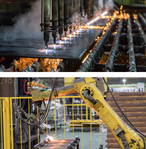 中部地区最大級のシャーリング工場で、多種多様な鋼板加工に対応します。